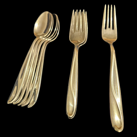 Reed & Barton Reedcraft Stainless Flatware Set 33 Pc Modern Swirl Design USA - Picture 2 of 4